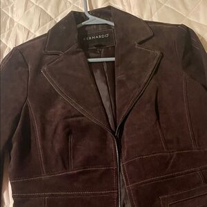 Bernardo Chocolate Brown Suede Zip Front Jacket